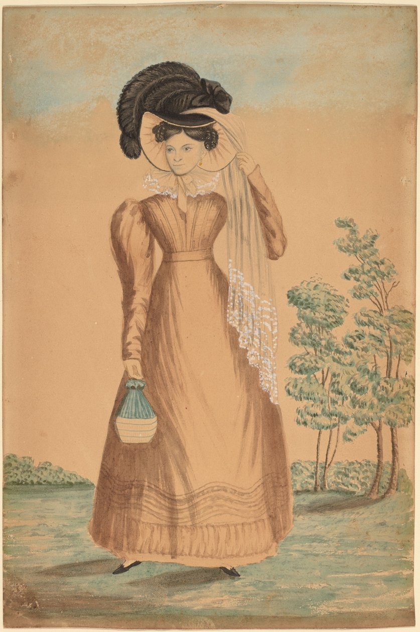 Kvinde med Plumed Hat af American 19th Century