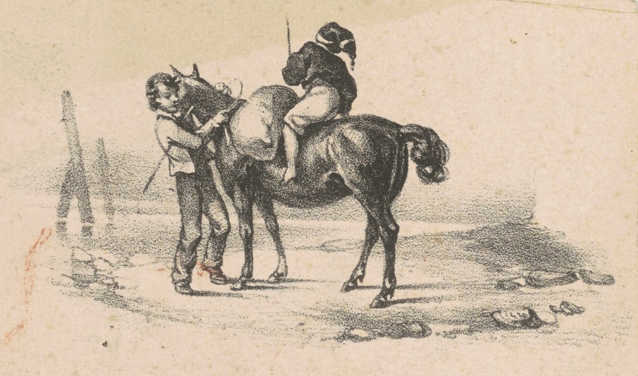 Unge og en Hest af American 19th Century