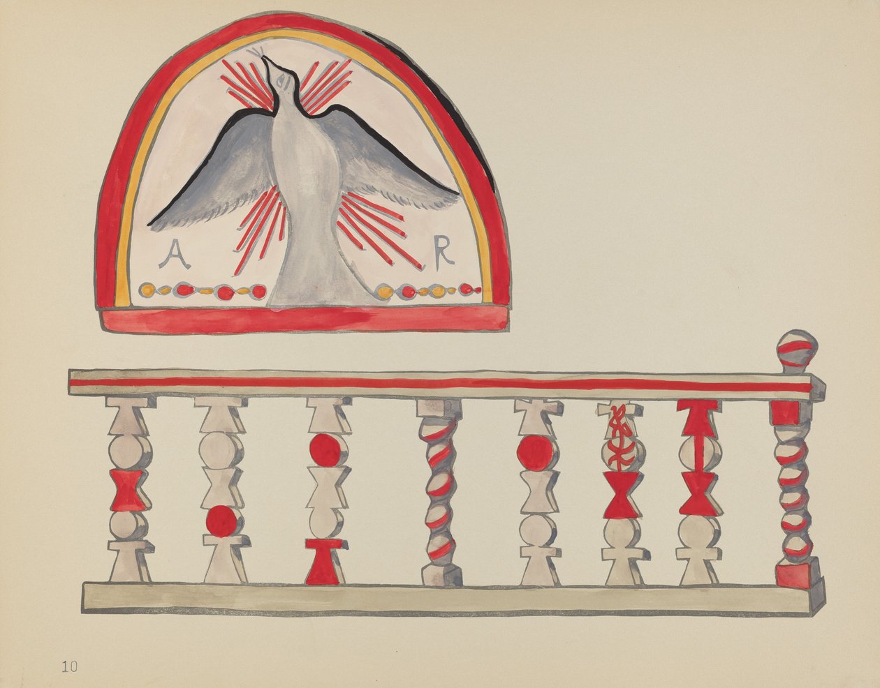 Plade 10: Holy Ghost Lunette: Fra porteføljen "Spanish Colonial Designs of New Mexico" af American 20th Century