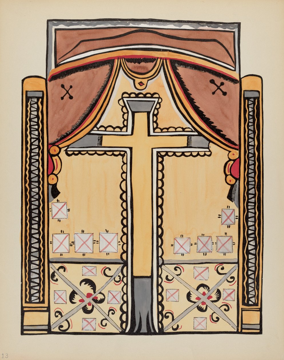 Plade 13: Design med kors: Fra porteføljen "Spanish Colonial Designs of New Mexico" af American 20th Century