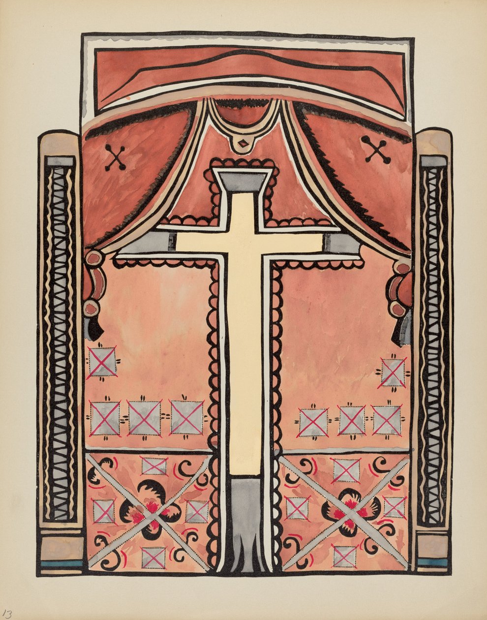 Plade 13: Design med kors: Fra porteføljen "Spanish Colonial Designs of New Mexico" af American 20th Century