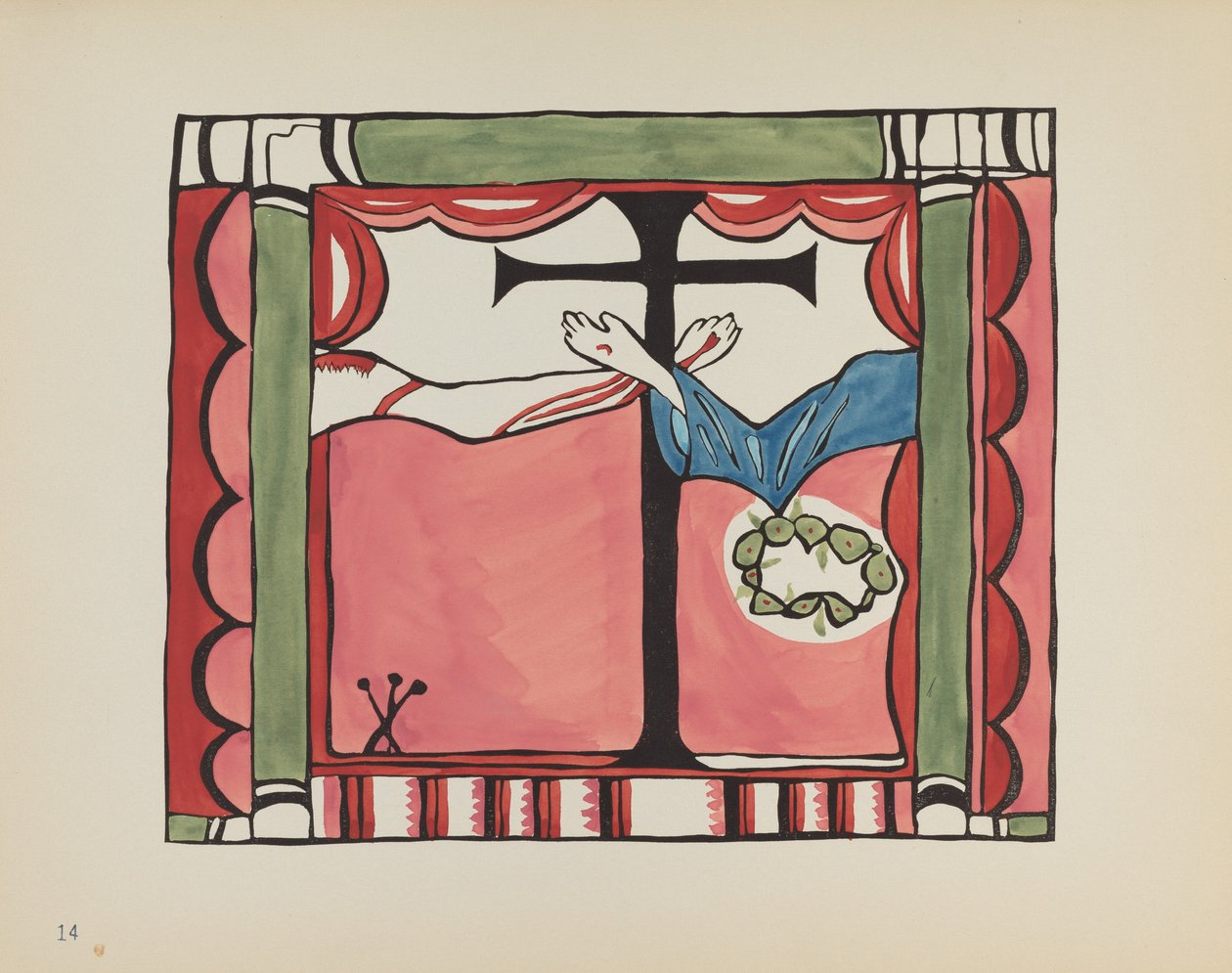 Plade 14: Hovedaltertavle, Chimayo: Fra porteføljen "Spanske koloniale designs i New Mexico" af American 20th Century