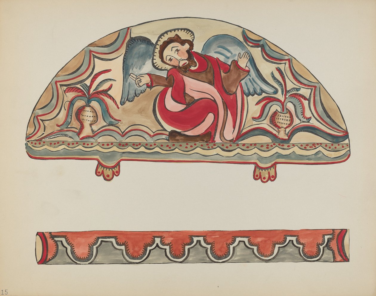 Plade 15: The Creation (Lunette): Fra porteføljen "Spanske koloniale designs i New Mexico" af American 20th Century