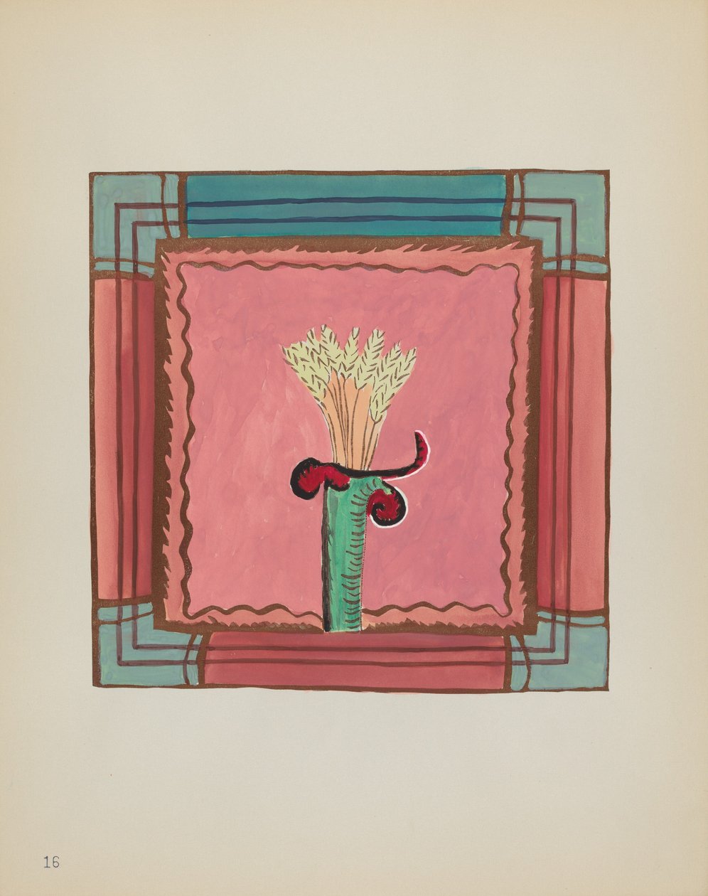 Plade 16: Wheat Sheaf, Alter Panel: Fra Portfolio "Spanske koloniale designs i New Mexico" af American 20th Century