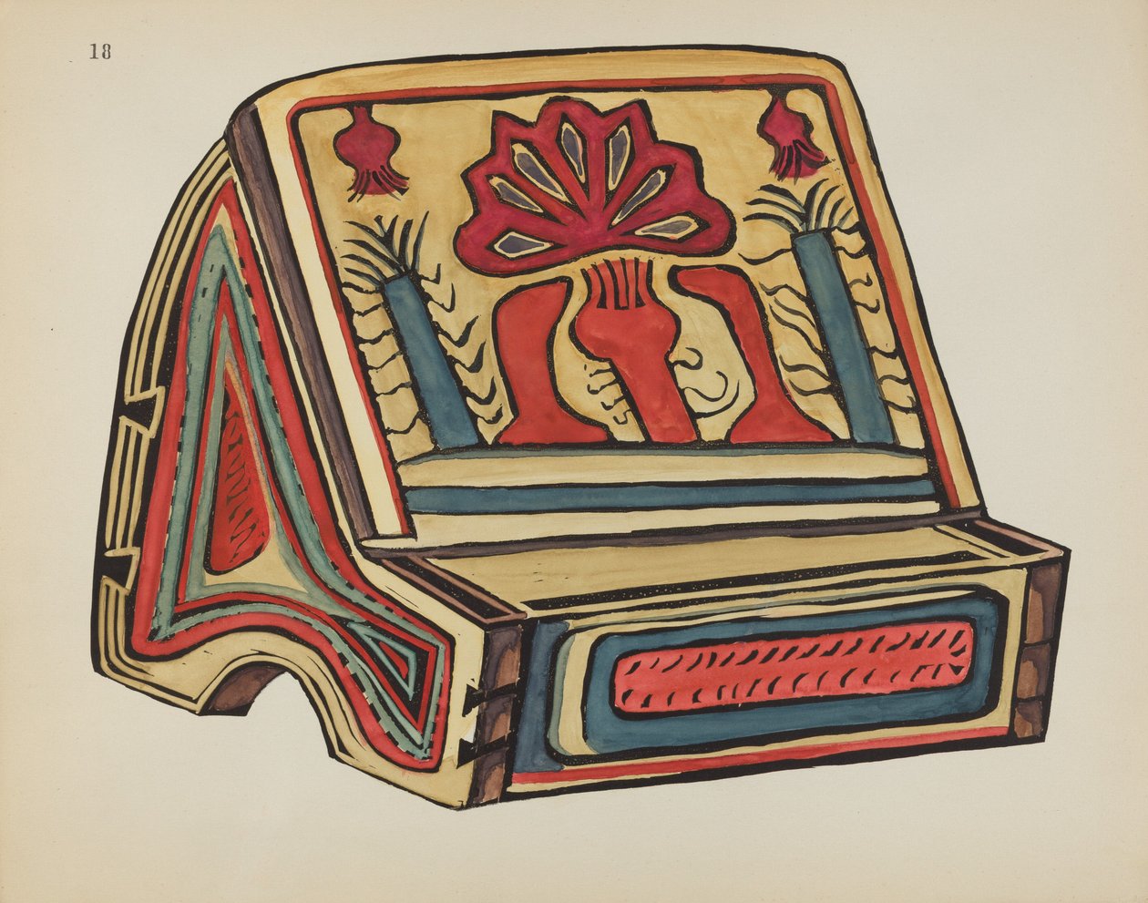 Plade 18: Læsestativ, Llano: Fra porteføljen "Spanske koloniale designs i New Mexico" af American 20th Century