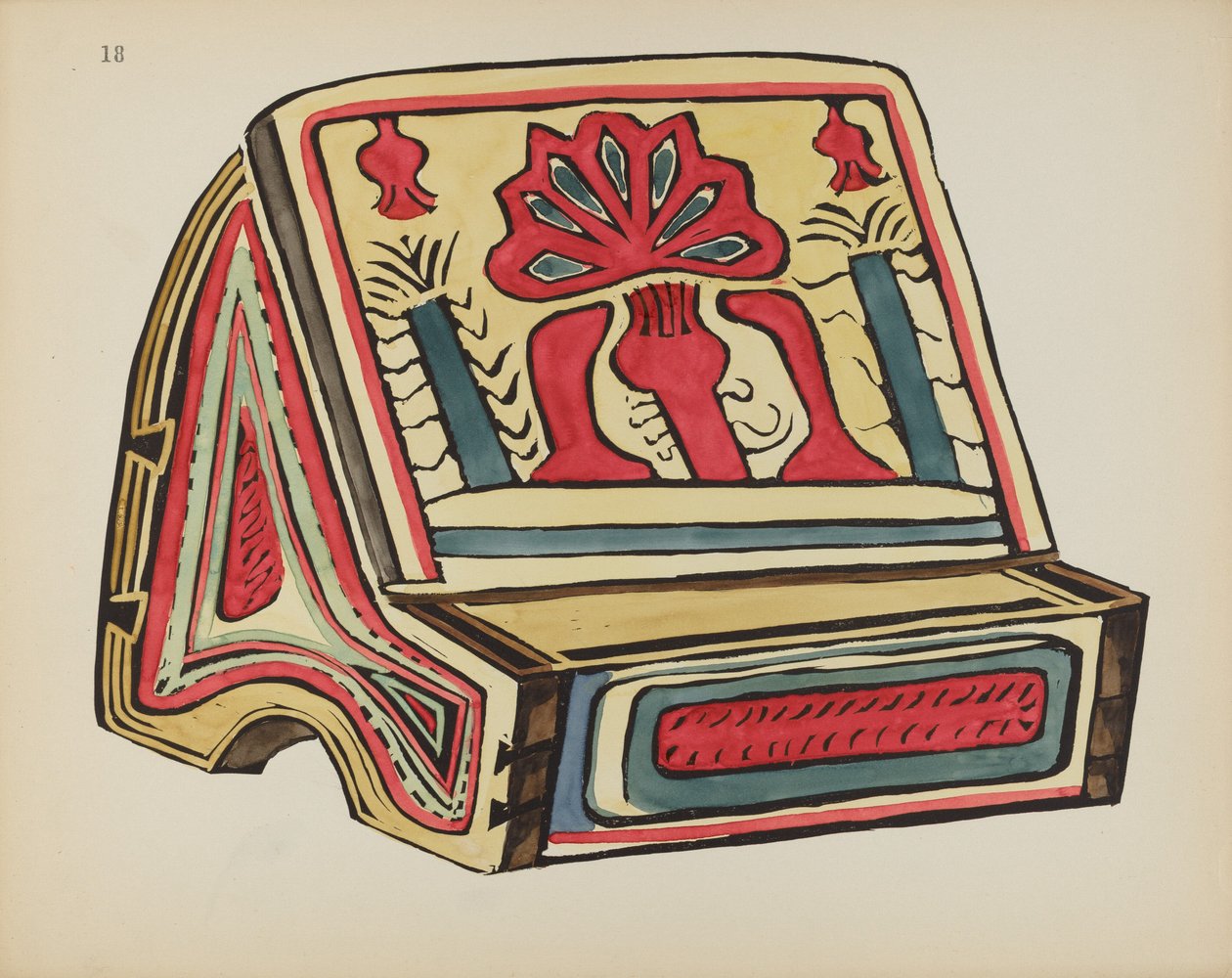 Plade 18: Læsestativ, Llano: Fra porteføljen "Spanske koloniale designs i New Mexico" af American 20th Century