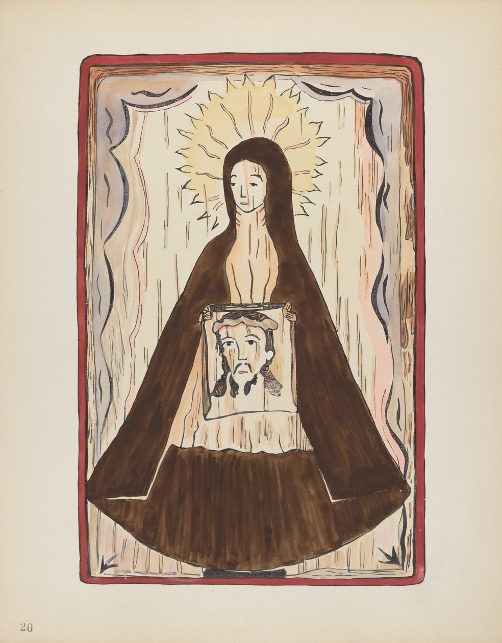 Plade 20: Saint Veronica: Fra porteføljen "Spanske koloniale designs i New Mexico" af American 20th Century