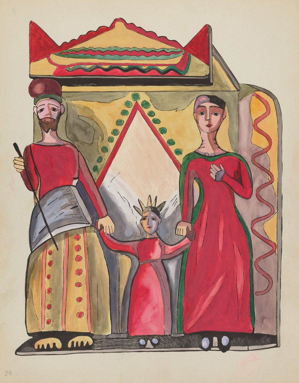 Plade 28: Den hellige familie: Fra porteføljen "Spanske koloniale designs i New Mexico" af American 20th Century