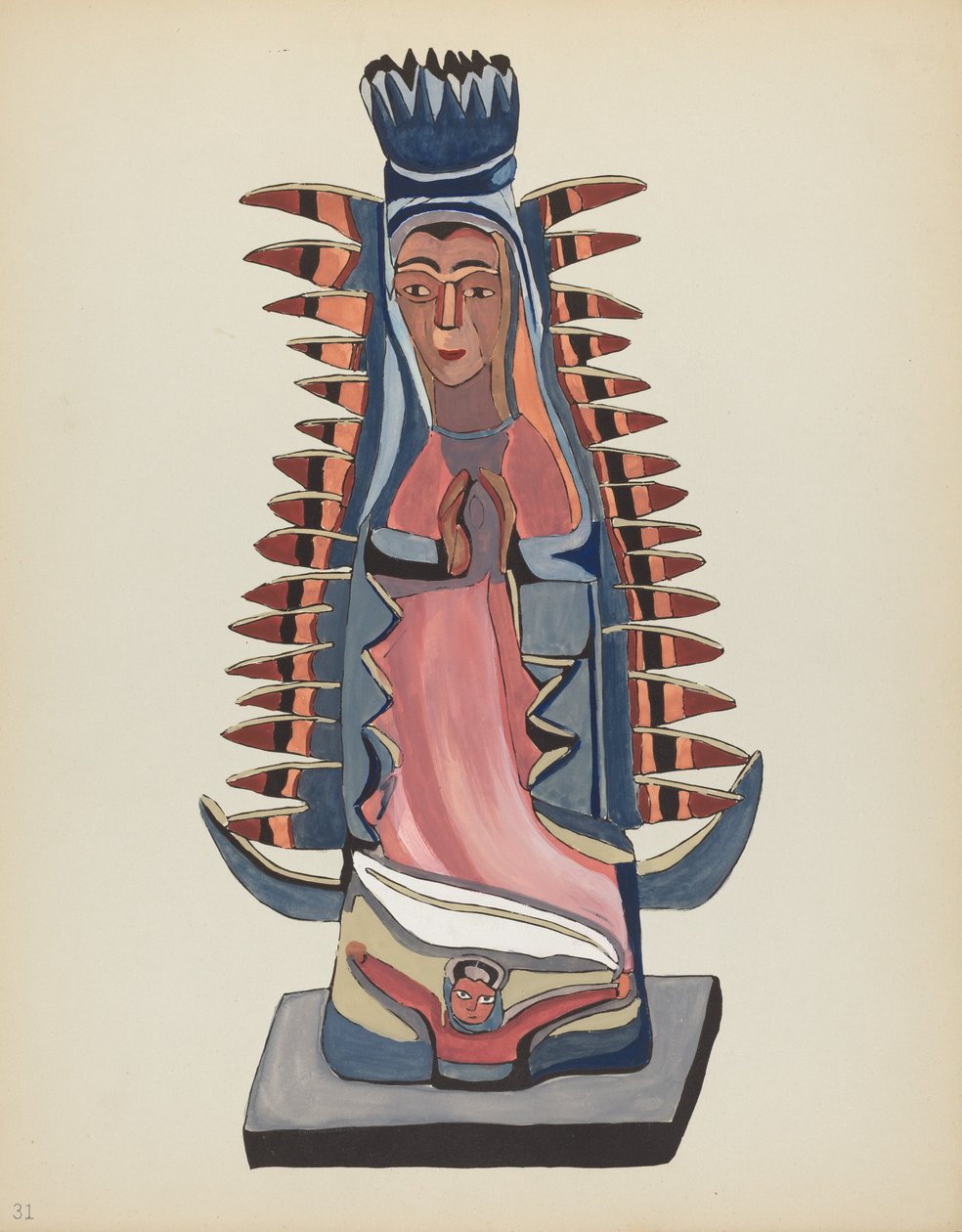 Plade 31: Our Lady of Guadalupe: Fra porteføljen "Spanske koloniale designs i New Mexico" af American 20th Century