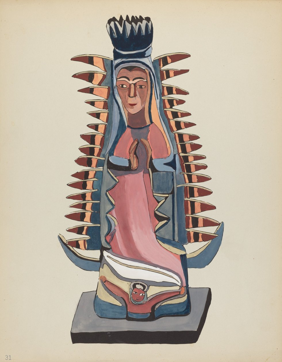 Plade 31: Our Lady of Guadalupe: Fra porteføljen "Spanske koloniale designs i New Mexico" af American 20th Century