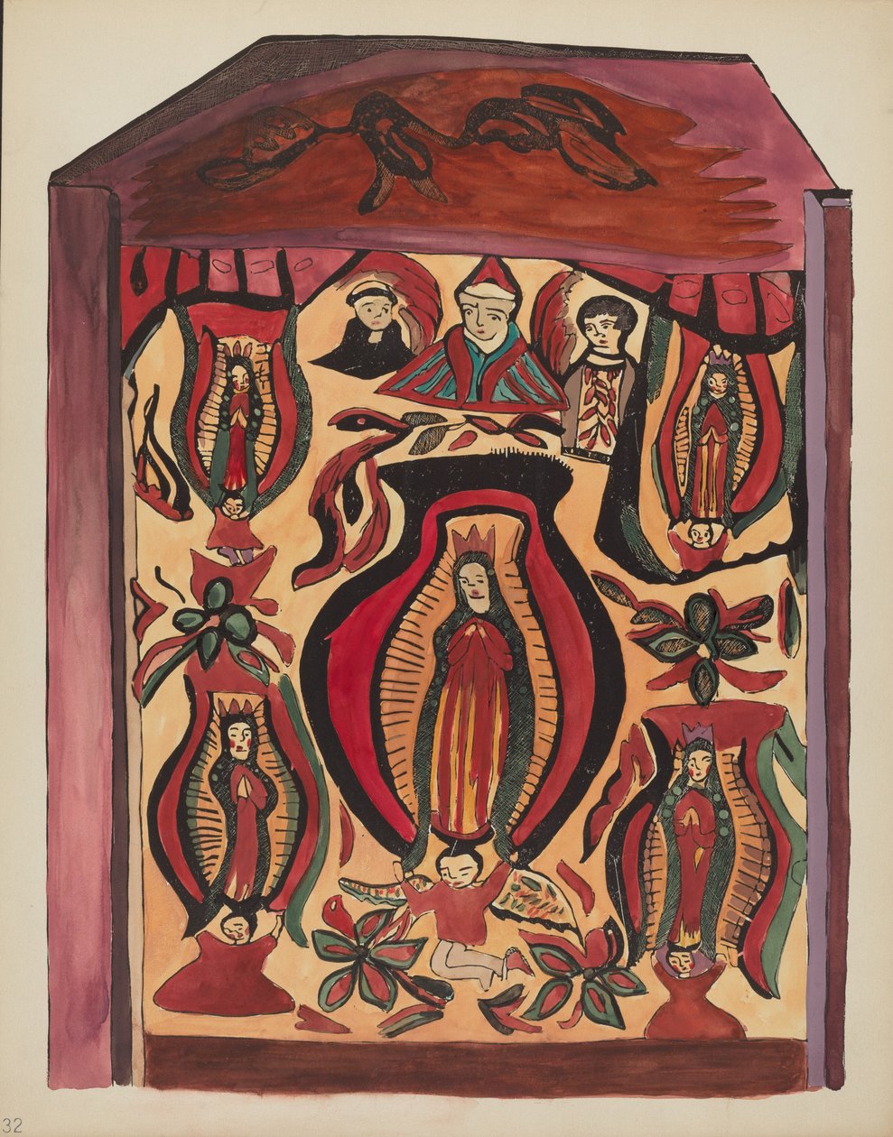 Plade 32: Our Lady of Guadalupe: Fra porteføljen "Spanske koloniale designs i New Mexico" af American 20th Century