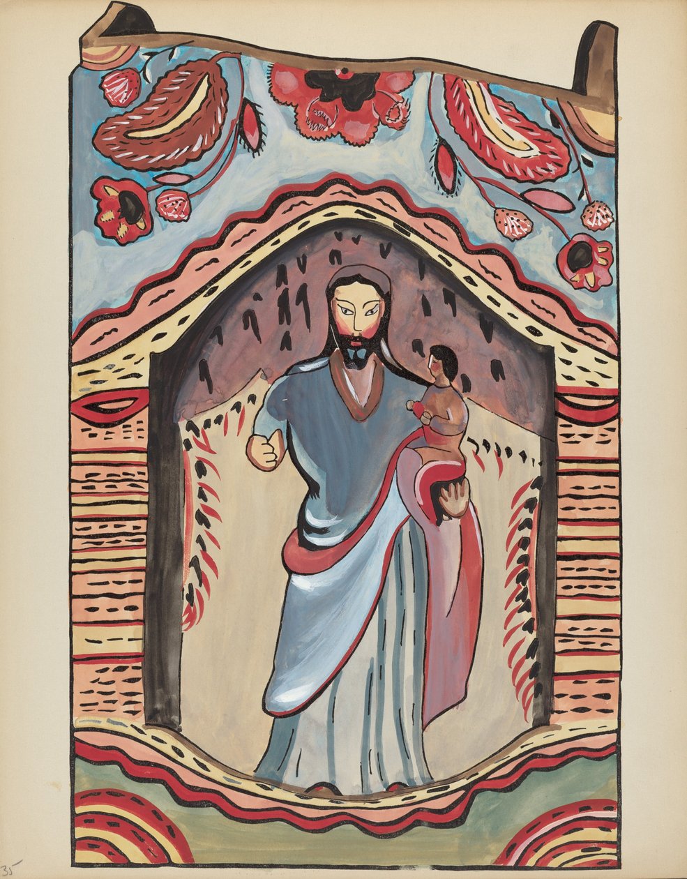 Plade 35: Saint Joseph in Wooden Niche: Fra Portfolio "Spanske koloniale designs i New Mexico" af American 20th Century