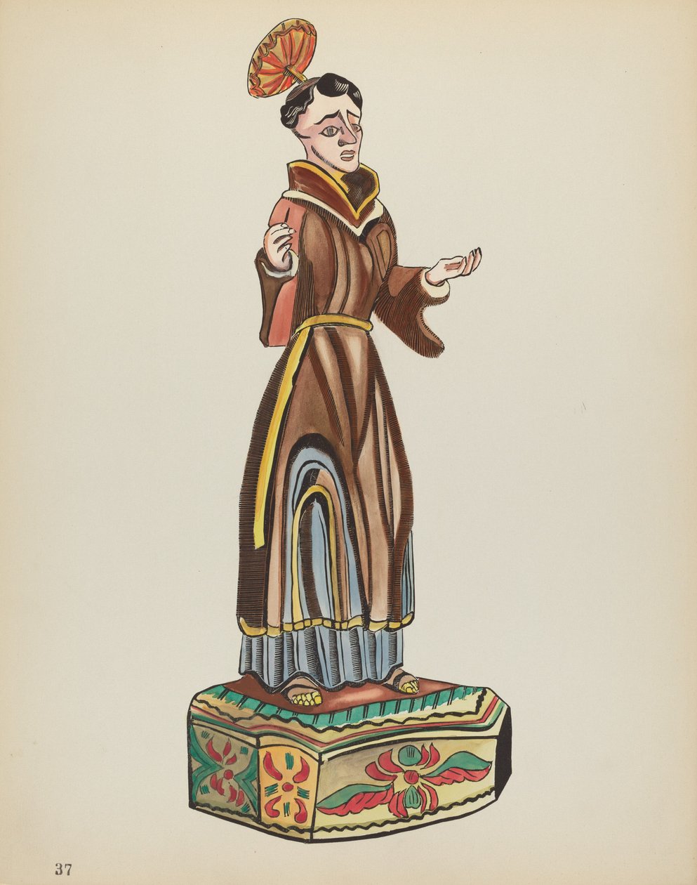 Plade 37: Saint Anthony: Fra porteføljen "Spanish Colonial Designs of New Mexico" af American 20th Century