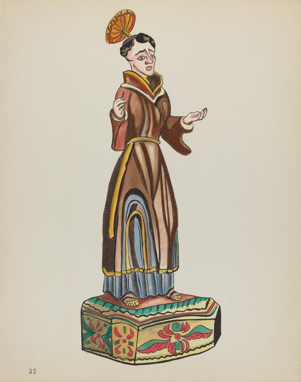 Plade 37: Saint Anthony: Fra porteføljen "Spanish Colonial Designs of New Mexico" af American 20th Century