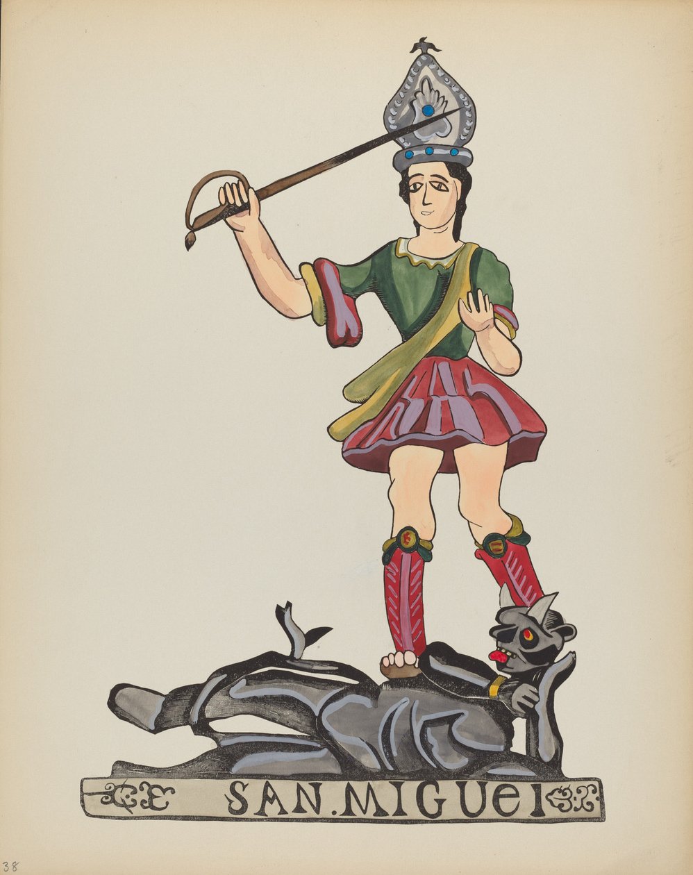 Plade 38: Saint Michael: Fra porteføljen "Spanish Colonial Designs of New Mexico" af American 20th Century