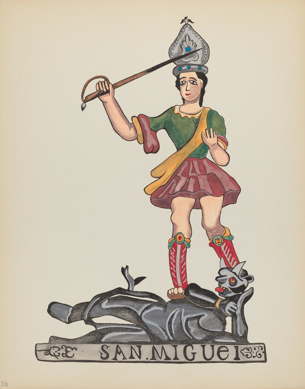 Plade 38: Saint Michael: Fra porteføljen "Spanish Colonial Designs of New Mexico" af American 20th Century