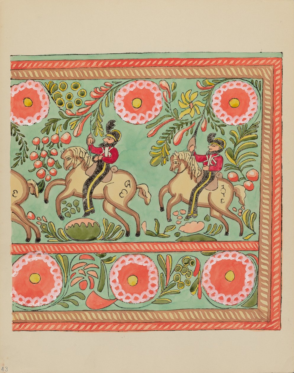 Plade 43: Malet kistedesign: Fra porteføljen "Spanish Colonial Designs of New Mexico" af American 20th Century