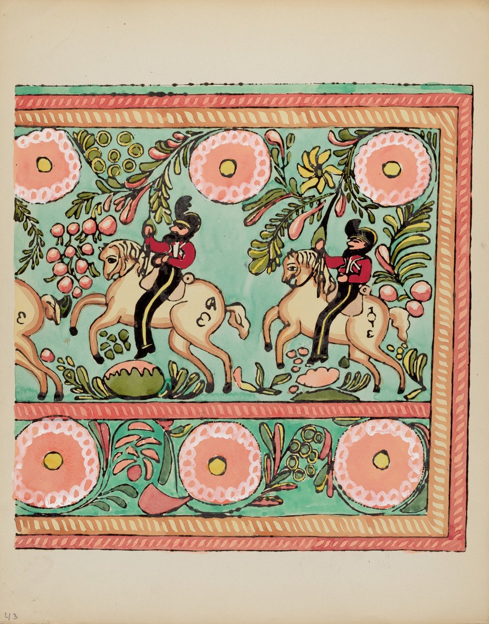 Plade 43: Malet kistedesign: Fra porteføljen "Spanish Colonial Designs of New Mexico" af American 20th Century