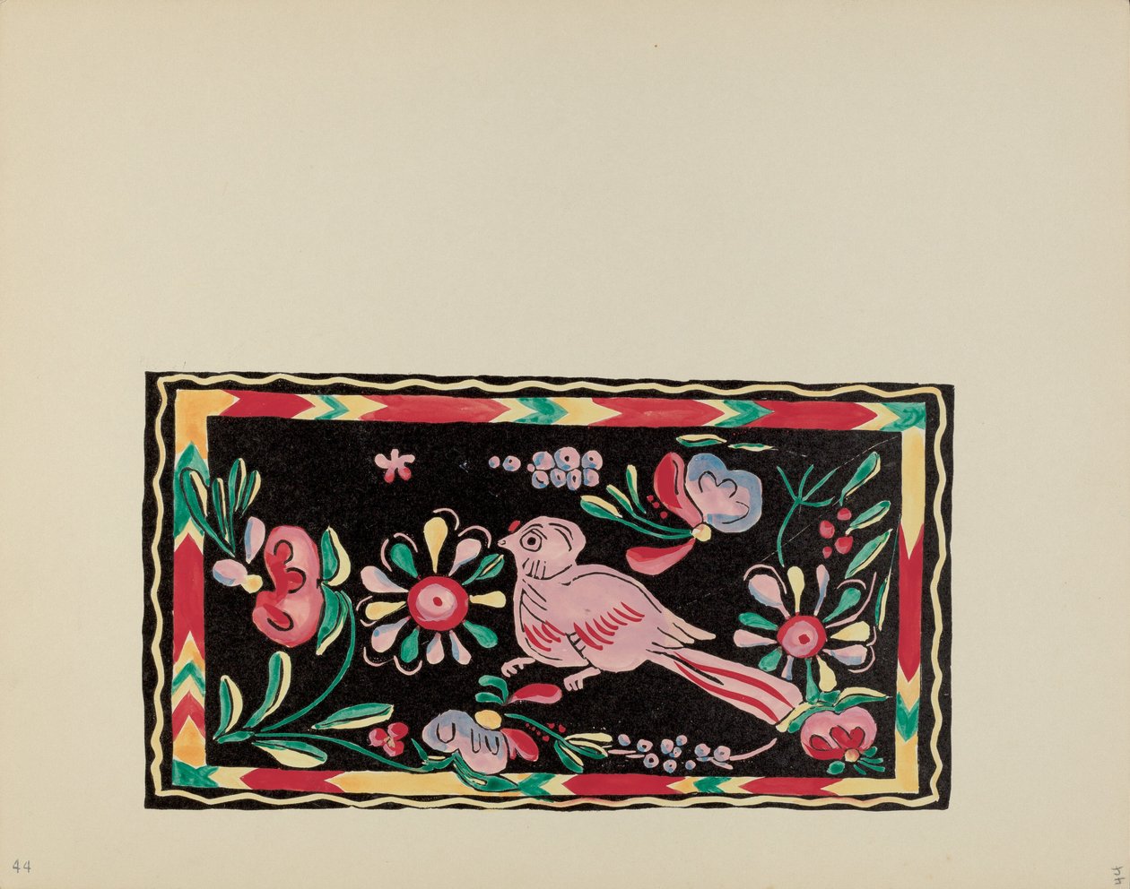 Plade 44: Malet brystdesign: Fra porteføljen "Spanske koloniale designs i New Mexico" af American 20th Century