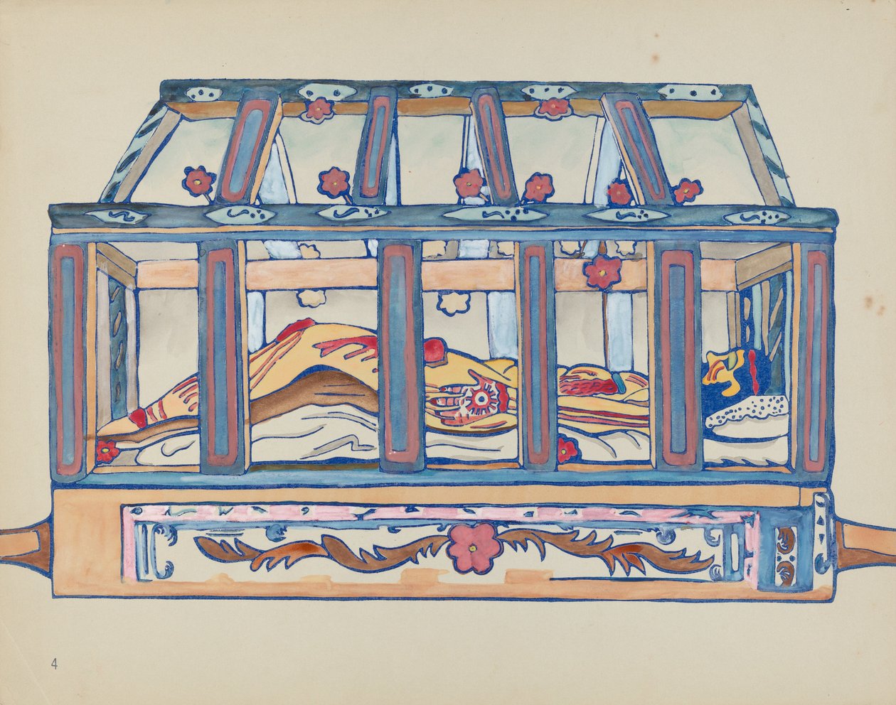 Plade 4: Kristus i graven: Fra porteføljen "Spanish Colonial Designs of New Mexico" af American 20th Century