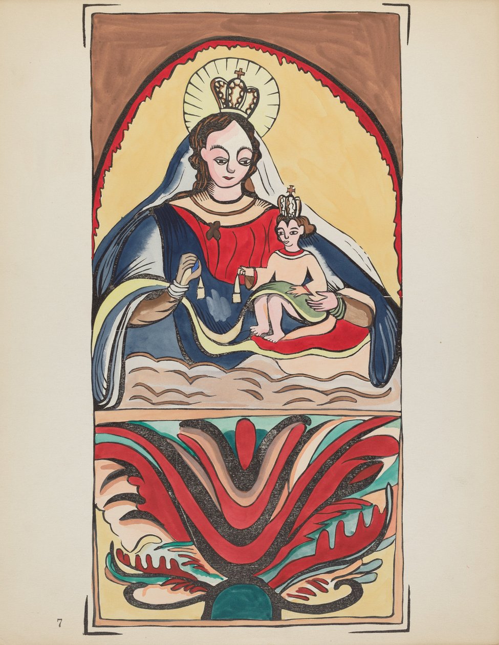 Plade 7: Our Lady of Mt. Carmel: Fra porteføljen "Spanske koloniale designs i New Mexico" af American 20th Century
