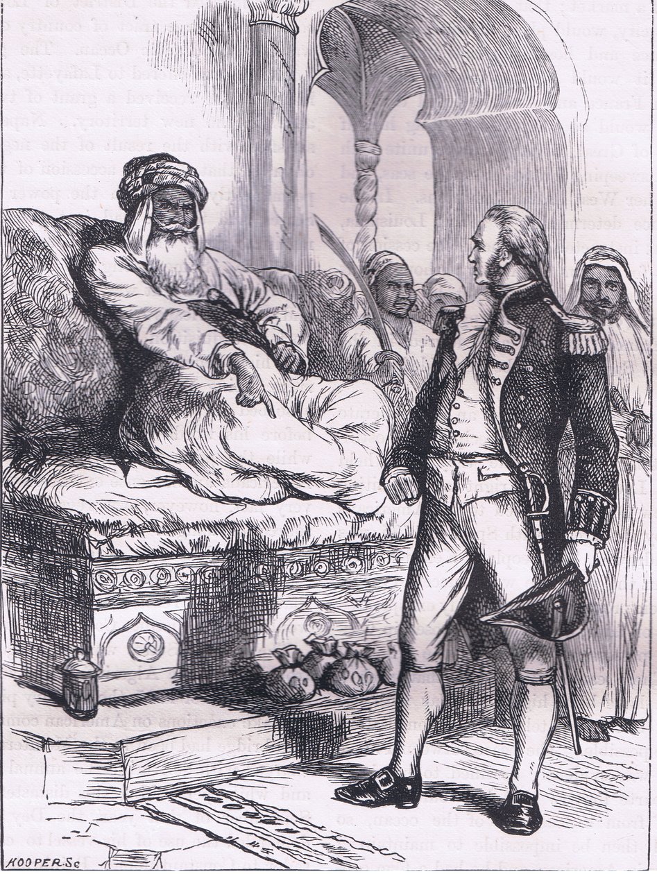 Captain Bainbridge and the Dey of Algier, illustration fra Cassells History of the United States udgivet af Cassell, Petter & Galpin, ca. 1900 (litho) af American English school