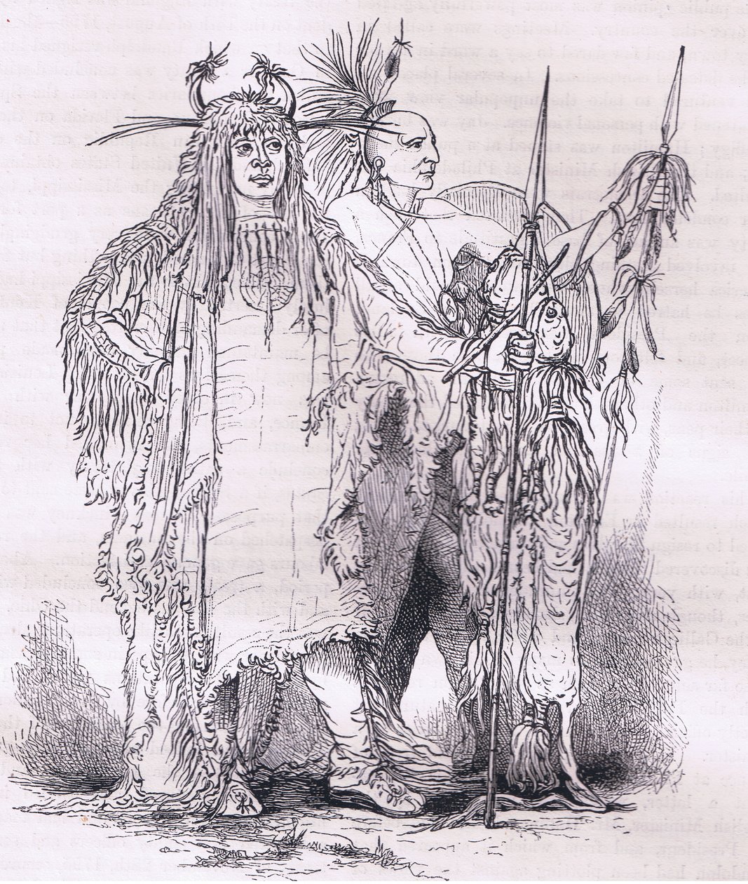 Gruppe af grænseindianere, illustration fra Cassells History of the United States udgivet af Cassell, Petter & Galpin, ca. 1900 (litho) af American English school