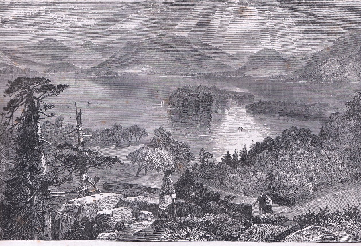 Long Island, Lake George, illustration fra Cassells History of the United States udgivet af Cassell, Petter & Galpin, ca. 1900 (litho) af American English school