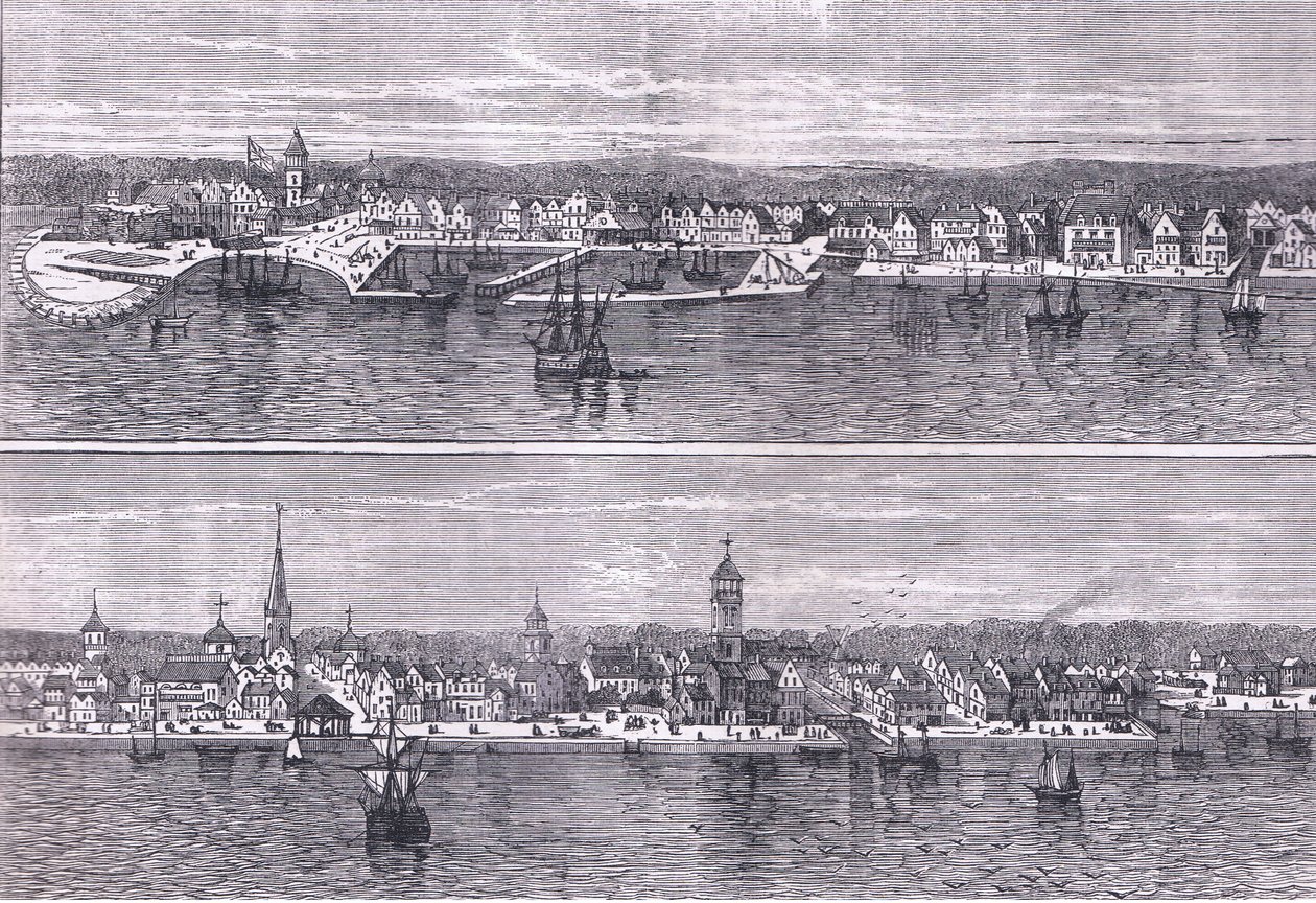 New York i midten af det nittende århundrede, illustration fra Cassells History of the United States udgivet af Cassell, Petter & Galpin, ca. 1900 (litho) af American English school