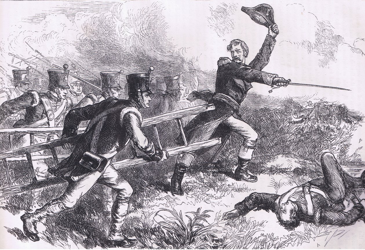 Pakenham leder angrebet af New Orleans, illustration fra Cassells History of the United States udgivet af Cassell, Petter & Galpin, ca. 1900 (litho) af American English school