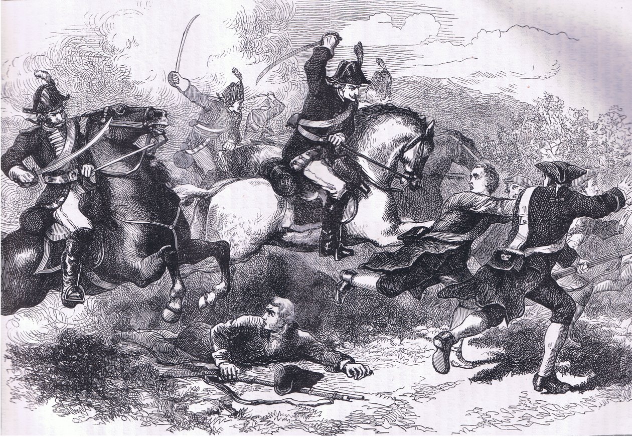 Rout of the loyal recruits, illustration fra Cassells History of the United States udgivet af Cassell, Petter & Galpin, ca. 1900 (litho) af American English school