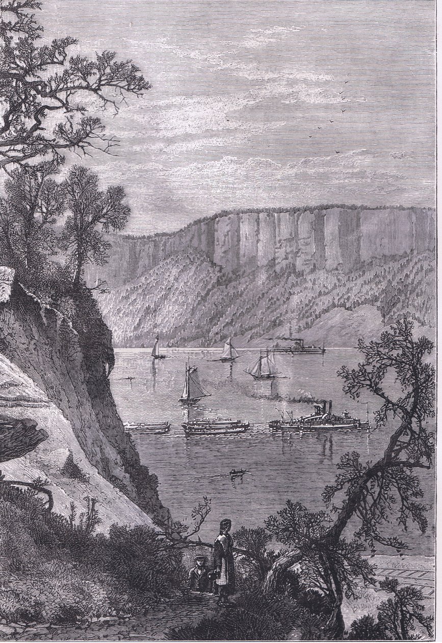 The Palisades of the Hudson, illustration fra Cassells History of the United States udgivet af Cassell, Petter & Galpin, ca. 1900 (litho) af American English school