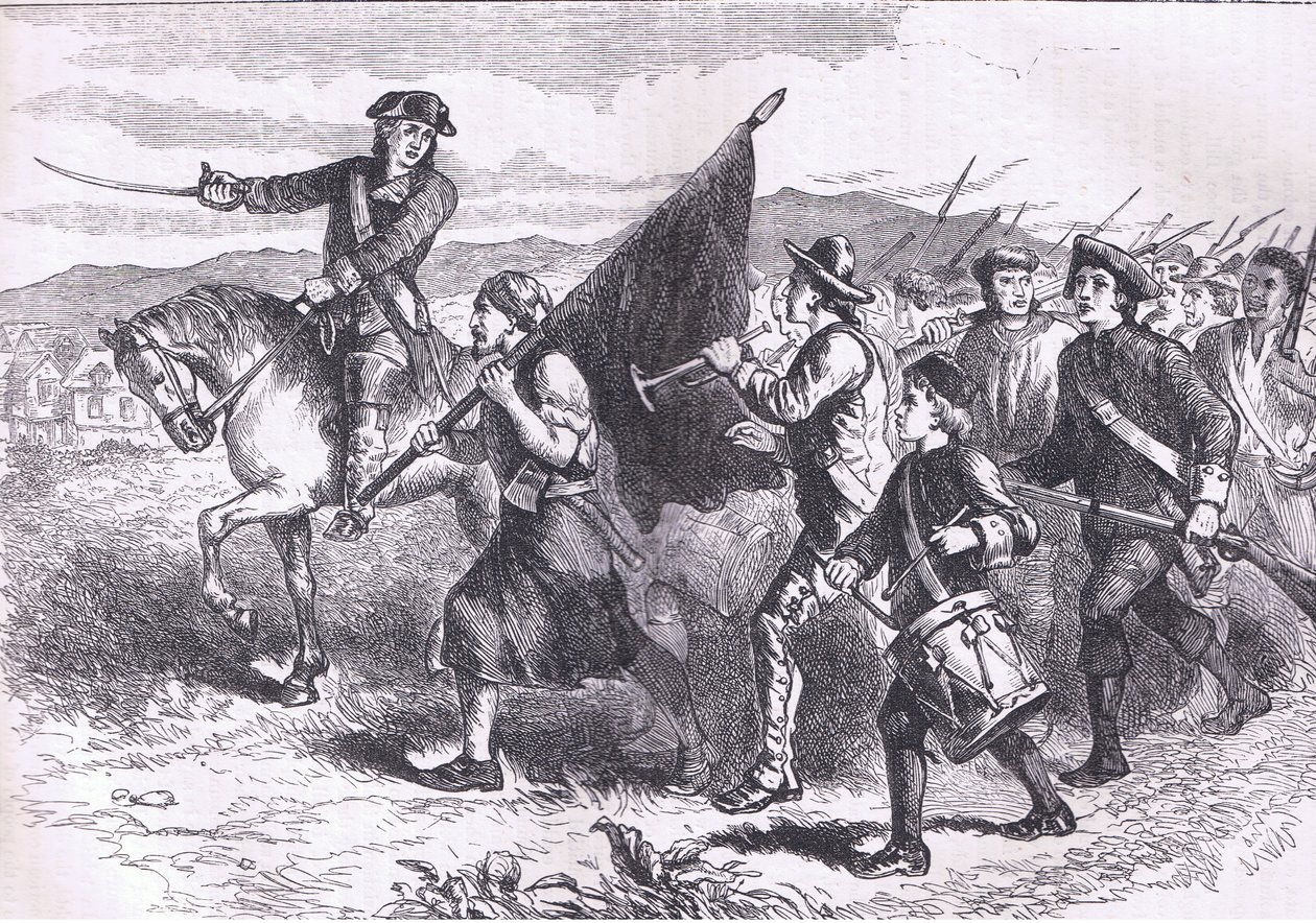Publikum i Springfield med det sorte flag, illustration fra Cassells History of the United States udgivet af Cassell, Petter & Galpin, ca. 1900 (litho) af American English school