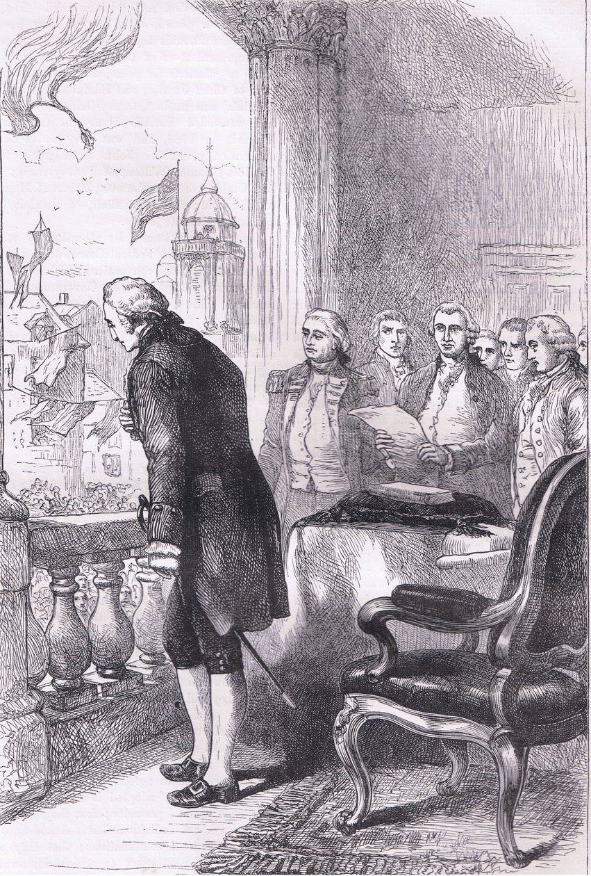 Installationen af Washington, illustration fra Cassells History of the United States udgivet af Cassell, Petter & Galpin, ca. 1900 (litho) af American English school