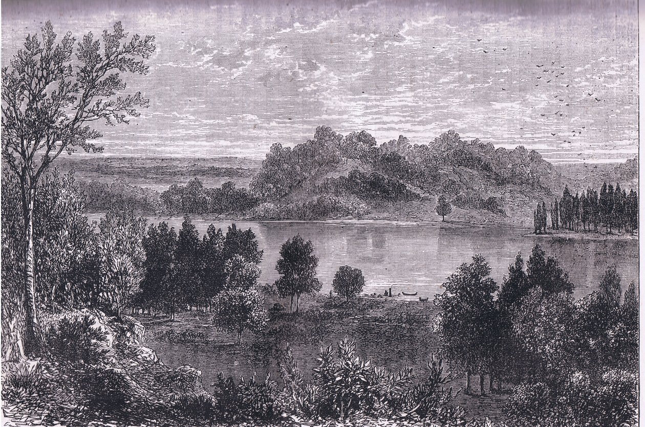 The valley of the Mississippi, illustration fra Cassells History of the United States udgivet af Cassell, Petter & Galpin, ca. 1900 (litho) af American English school