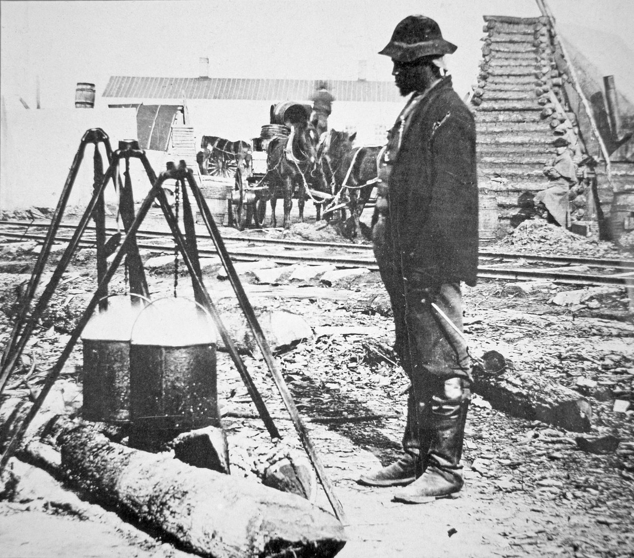 En sort kok i en unionshærlejr under den amerikanske borgerkrig (1861-65) (s/h-foto) af American Photographer