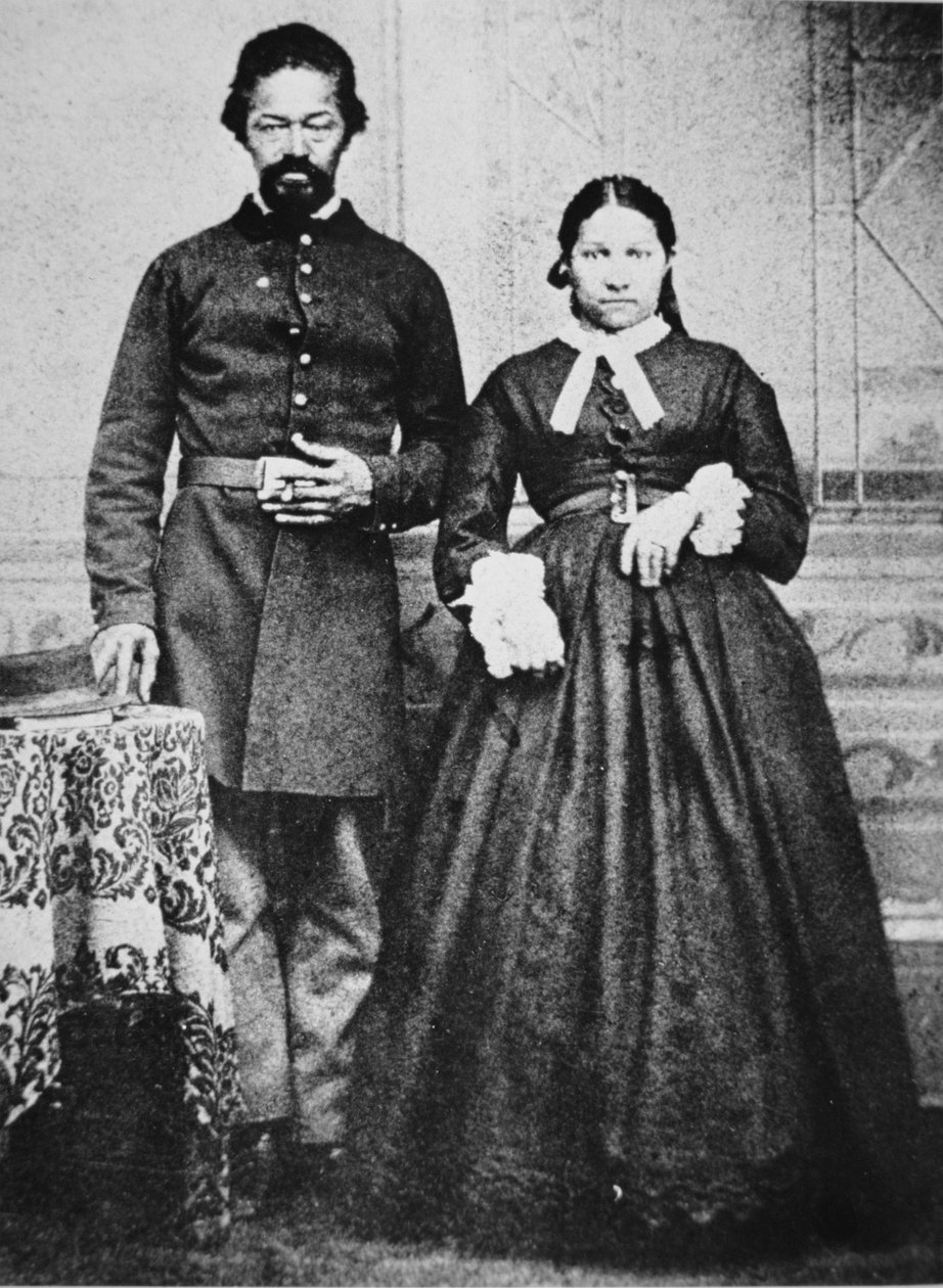 En sort soldat fra unionshæren med sin kone, ca. 1865 (s/h-foto) af American Photographer