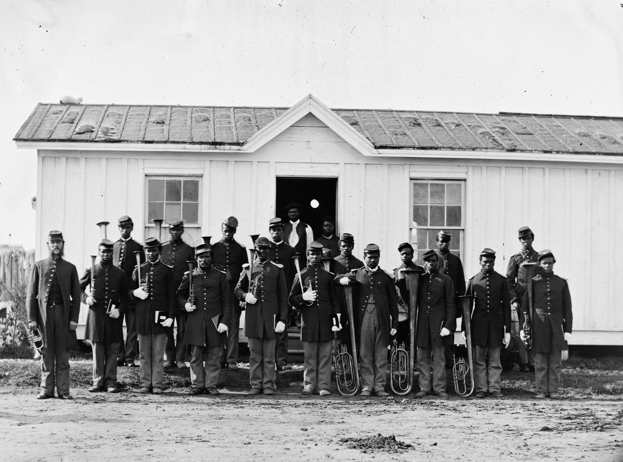 Arlington, Va. Band af 107. U.S. Farvede Infanteri ved Fort Corcoran, 1865 af American Photographer
