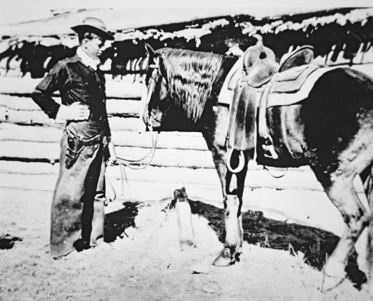 Butch Cassidy (1866-1908/09) med sin hest (s/h foto) af American Photographer