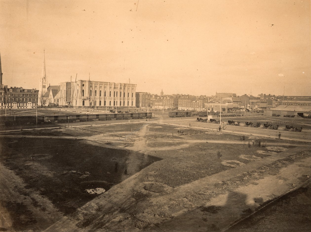 Center Square, hvor rådhuset ligger, Broad og Market Street, Philadelphia, ca. 1871 (albumenprint) af American Photographer