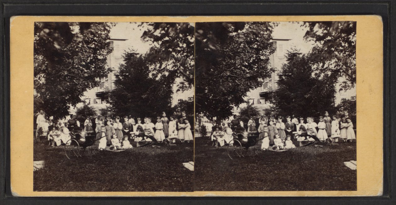 Børn og legeplads, Oneida Community, New York State, ca. 1870 (s/h-billede) af American Photographer