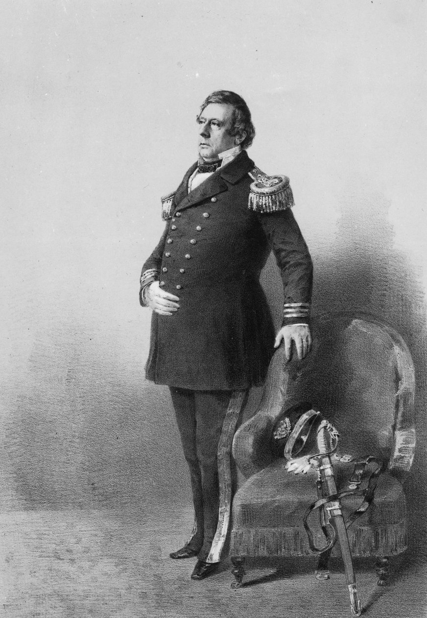 Commodore Matthew Calbraith Perry, graveret af Wilhelm Heine, ca. 1856 (litografi) af American Photographer