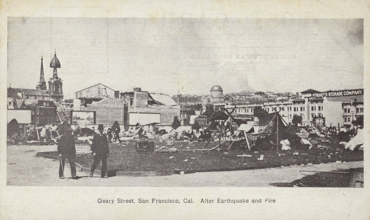 Geary Street, San Francisco, efter jordskælvet og branden af American Photographer