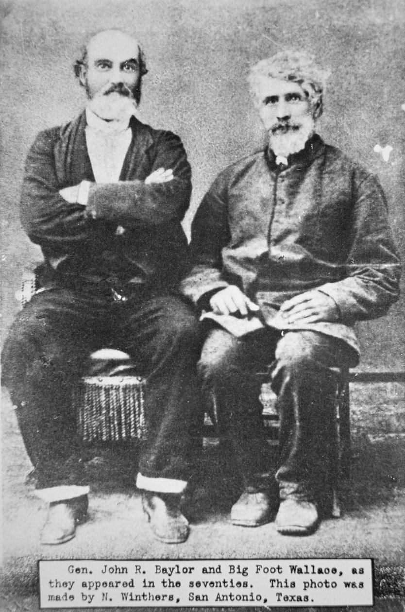 General John R. Baylor (1822-94) og William "Bigfoot" Wallace (1817-99) på N. Winthers, San Antonio, ca. 1870 (s/h-foto) af American Photographer