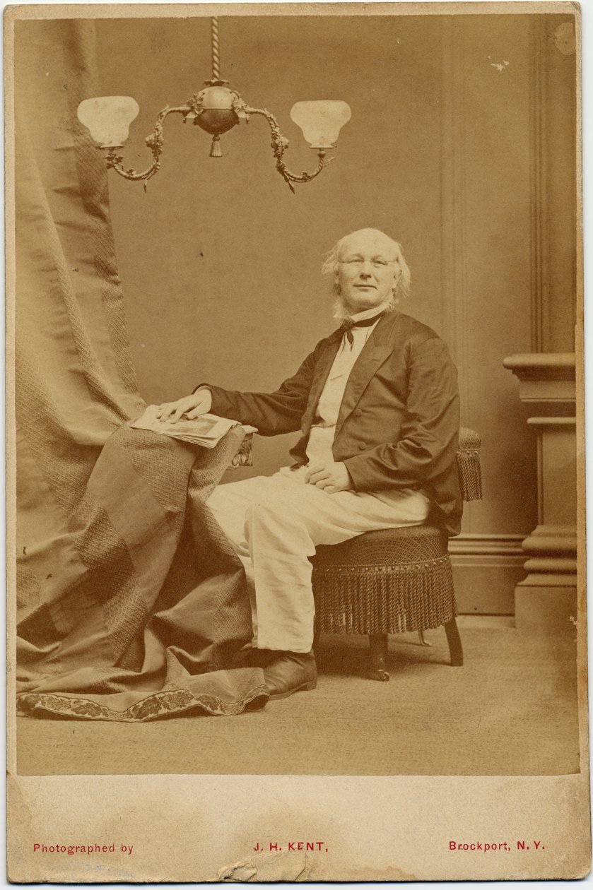Horace Greeley (1811-72), amerikansk politiker og avisredaktør, foto af J H Kent, Brockport, New York (albumfoto) af American Photographer