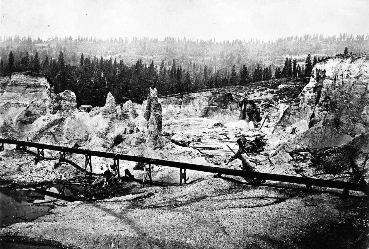 Hydraulisk minedrift, ca. 1860-80 af American Photographer