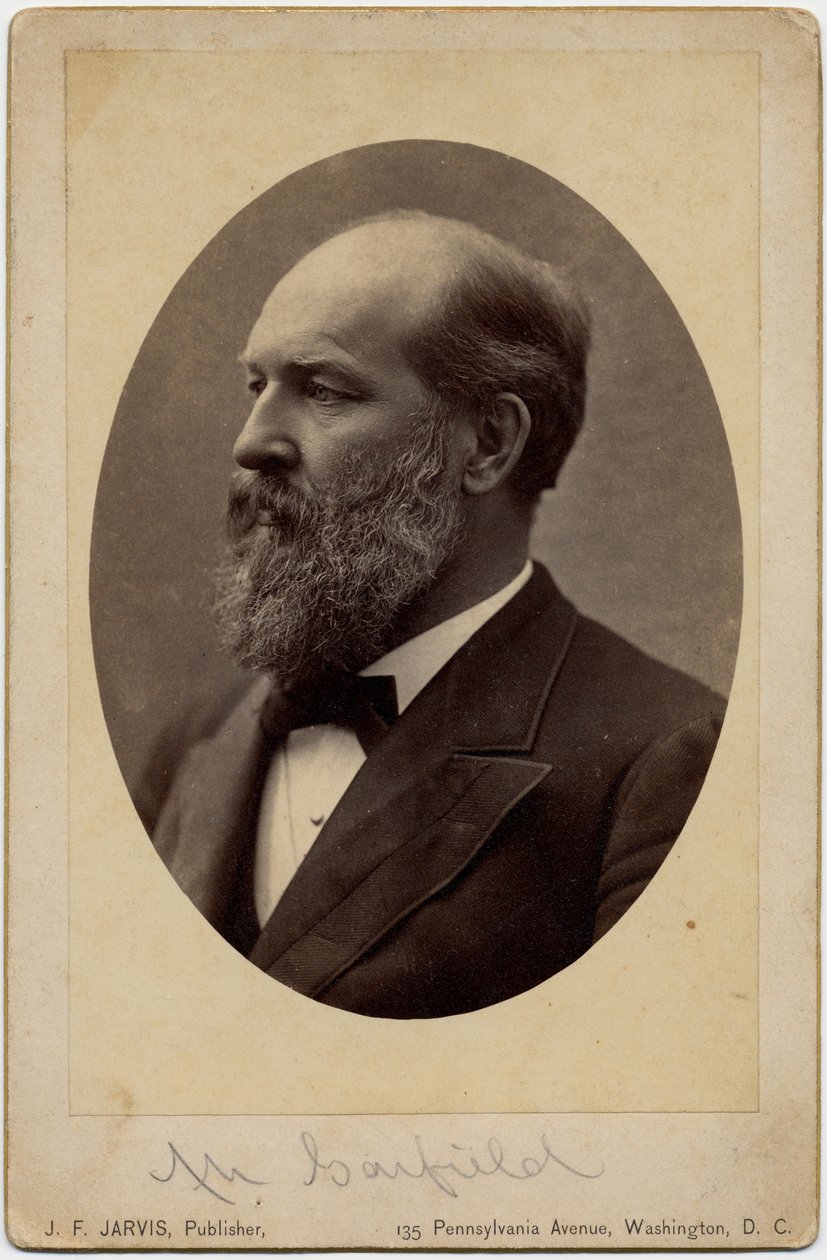 James Abram Garfield (1831-81), 20. præsident for USA, foto af J F Jarvis, Washington DC (albumfoto) af American Photographer