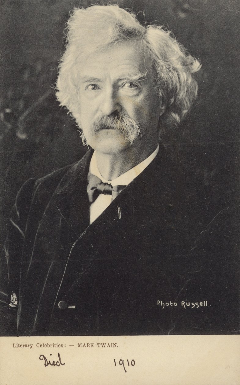 Mark Twain (1835-1910), amerikansk forfatter (s/h-foto) af American Photographer