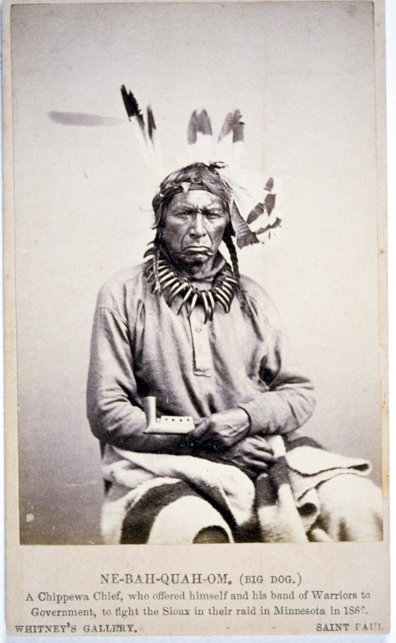 NE-BAH-QUAH-OM, Big Dog, Chippewa Chief, tilbød at kæmpe mod Sioux i Minnesota af American Photographer