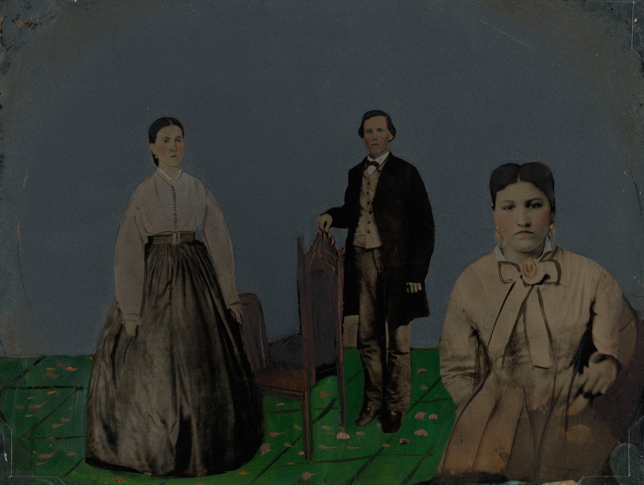 Portræt af to kvinder og en mand,1860